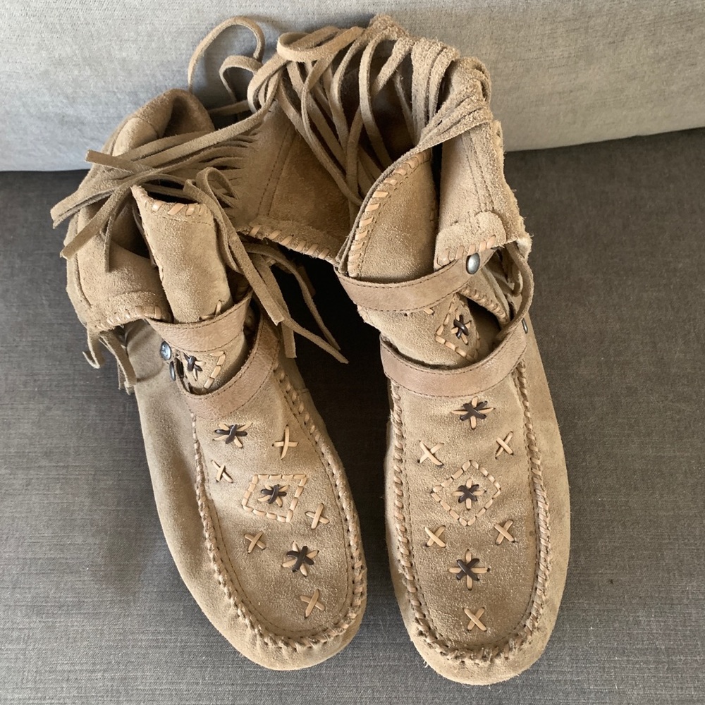 Tan suede moccasins